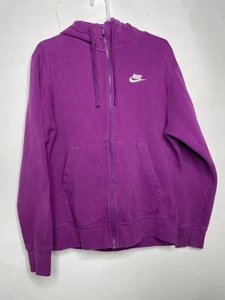 Nike Sportswear Club Fleece Full Zip Hoodie Size Small Purple Logo Running - Picture 1 of 8