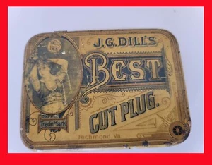 Vintage J.G. Dill's Best Cut Plug Tabakdose mit Steuerstempel - Bild 1 von 6
