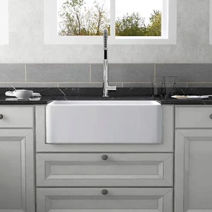 30''x18" White Ceramic Apron Kitchen Sink Bowl Farmhouse with Strainer & Grid - Picture 1 of 10
