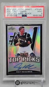 Adley Rutschman 2019 Leaf Metal Black 14/15 Rookie Prospect Orioles Auto PSA 9 - Imagen 1 de 2