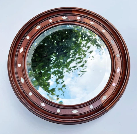 COTSWOLDS ARTS & CRAFTS WALL MIRROR GIMSON STYLE c1910 MOTHER OF PEARL INLAYS Cover