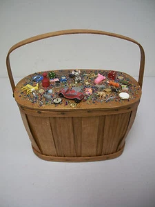 MEMORY ART Assemblage/Found Object Outsider Folk Art Treasure Handle Basket - Picture 1 of 11
