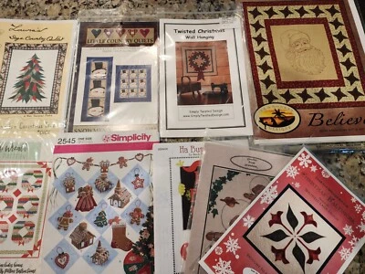 Lot of 9 Christmas Quilting -  Quilt Patterns Holly Jolly Wreath Santa More - Image 1 of 4