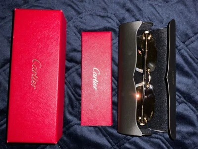 Nuevo Cartier Gafas de sol sin montura Gafas Transiciones Lente Decoración Grande C Marco Dorado Foto 1 de 2