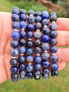 3 kraftvolle Indigosteine Dumortierit, Lapislazuli & Sodalith Heilarmband - Bild 1 von 4