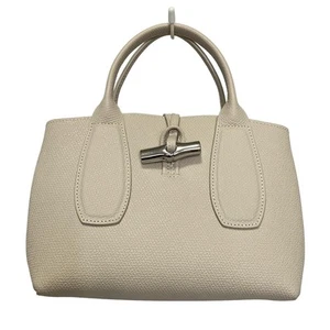 Auth LONGCHAMP Lozo S. - Light Beige Leather Tote Bag - Picture 1 of 9