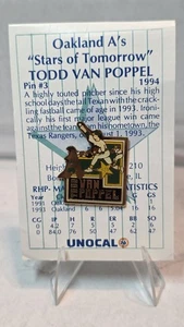 Oakland Athletics Unocal 76 "Stars of Tomorrow" Todd Van Poppel Pin #3 On Card - Picture 1 of 2