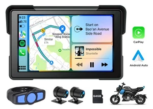 7" Touch Screen Motorcycle Navigator Wireless CarPlay Android Auto Waterproof 4K - Picture 1 of 12