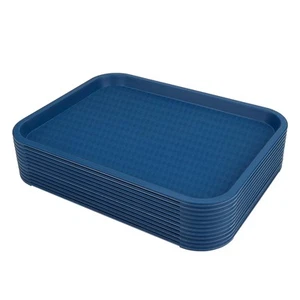 Blau Kunststoff Fast Food Tablett, 10 x 14 Zoll, 12er Set Cafeteria Tabletts, Mittagessen... - Bild 1 von 7