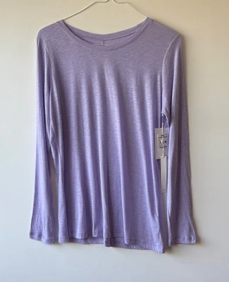 Camiseta Nordstrom Caslon Manga Larga Cuello Redondo Semi Transparente Púrpura Algodón Talla L Foto 1 de 4