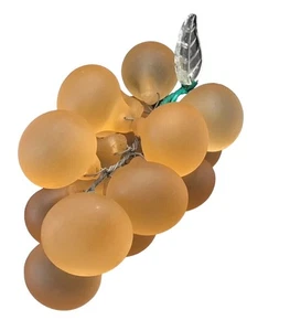 Vintage GLASS GRAPES Cluster with Leaves Amber Golden Color Decoration - Picture 1 of 8