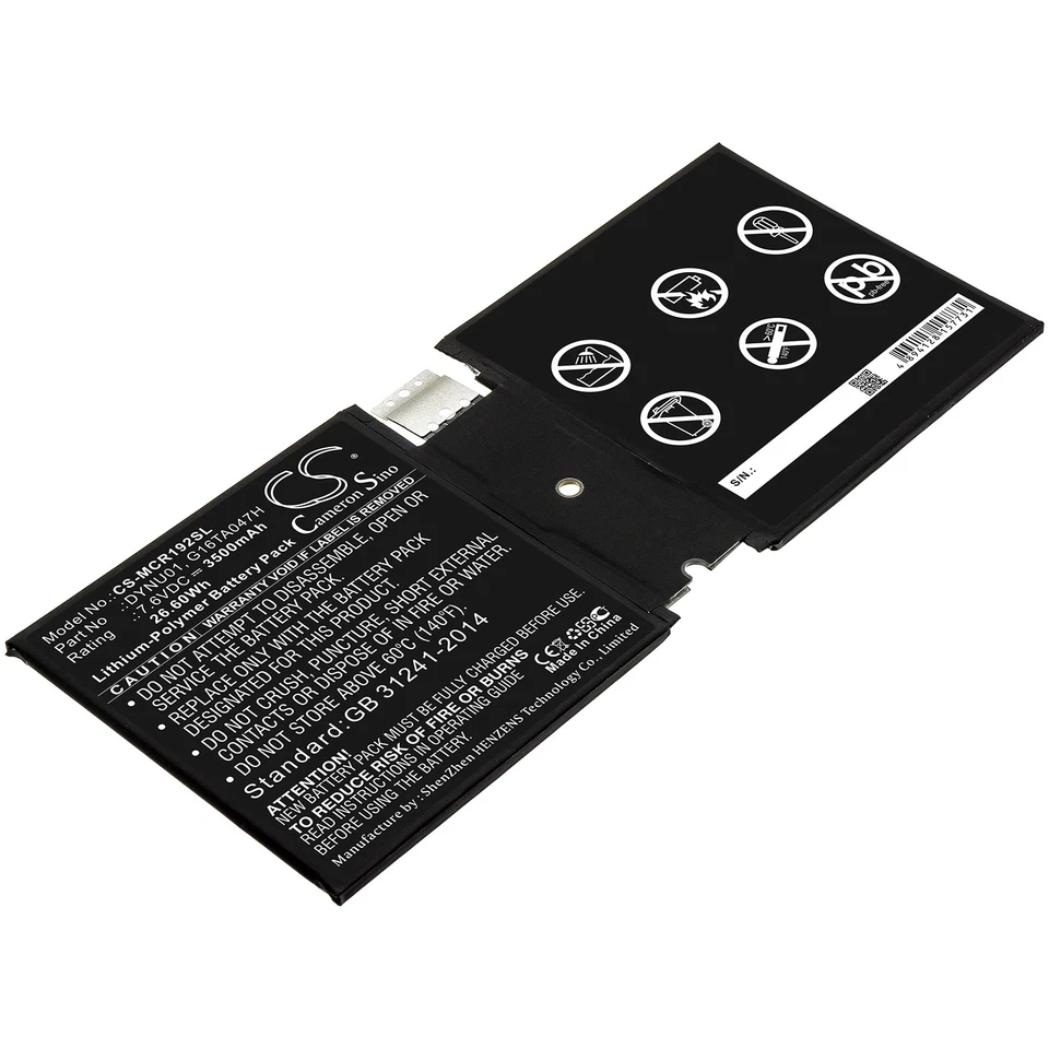 Battery for Microsoft Surface 1927 Go 2 DYNU01 G16TA047H Tablet CS-MCR192SL 7.6v - Image 1 of 4