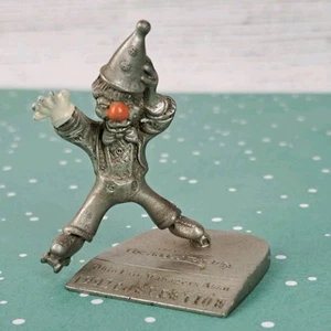 Rollerskating Clown Figurine Pewter Roller Skating CAT Designs Ohio Fair 1992  - Picture 1 of 10