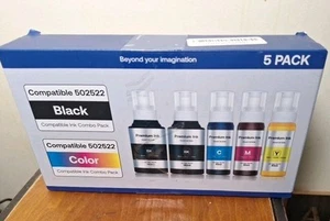 Tintenkompatibel 502522 5er Pack OB Schwarz und Farbe Flaschen - Bild 1 von 2