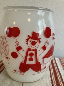 VTG Bartlett Collins Clown / Circus Cookie Jar Red & White NO LID Some Stains - Picture 1 of 16