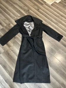 Women’s Petite Calvin Klein 60% Wool Outer Long Coat Dark Grey - Picture 1 of 20