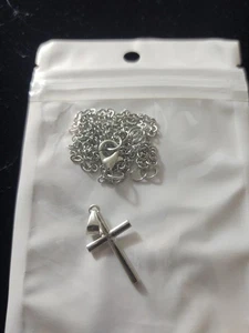 Silver  Necklace for Women, Cross Necklace Dainty Stainless Cross 9" - Picture 1 of 5