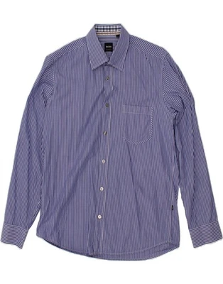 HUGO BOSS Mens Regular Fit Shirt Medium Blue Striped Cotton CX27 - Image 1 of 3