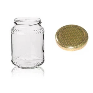 24 pz Vasetti barattoli vetro per miele da 500g (390ml) con tappi oro alveare - Foto 1 di 4