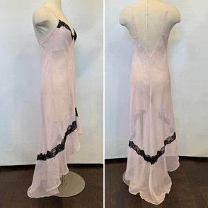Maxi Vestido Sin Mangas Y2K Frederick’s of Hollywood Rosa Gasa Encaje Vintage L - Imagen 1 de 8