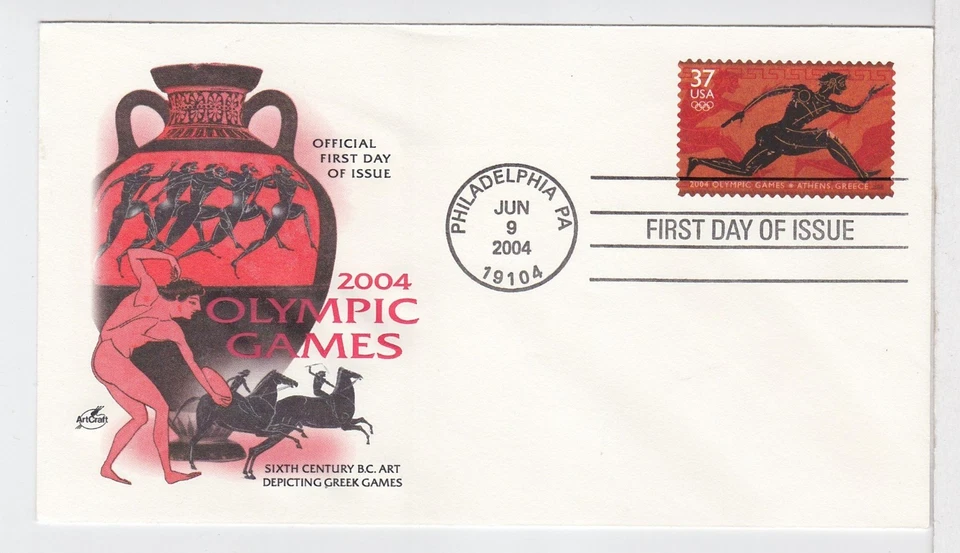 TurtlesTradingPost- Olympics- Athens Greece 2004 FDC #3863 Artcraft Cachet - Image 1 of 1