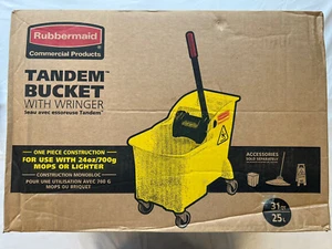 Rubbermaid Commercial Tandem Bucket/Wringer Combo- 31-Qt Yellow - Picture 1 of 7