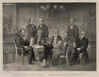 President Lincoln,his cabinet. Reading of the emancipation proclamation
