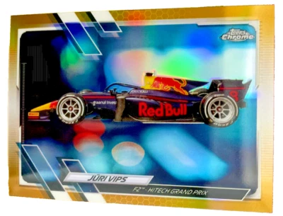 2021 Topps Chrome Formula 1 F2 Cars Gold Wave Refractor /50 Juri Vips Jüri #127 - Image 1 of 2