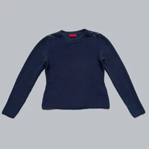 HUGO BOSS Women's Knitted Cotton Sweater Dark Blue Size S - Picture 1 of 10