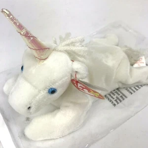 1993 Rare Mystic Beanie Baby Coarse Mane & Tail Iridescent Horn Two Tag Errors - Picture 1 of 3