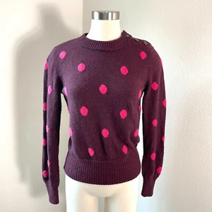 J Crew Womens Small Polka Dot Merino Wool Alpaca Button Shoulder Sweater Knit - Picture 1 of 10