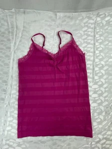 Camiseta sin mangas Cacique Intimates para mujer espagueti a rayas nailon rosa cami talla 22/24 - Imagen 1 de 6