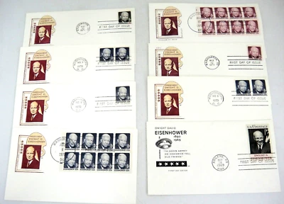 FDC Farnam Eisenhower Cachet 1st Day Issues Lot of 8 1969-71 Abilene Washington - Image 1 of 4