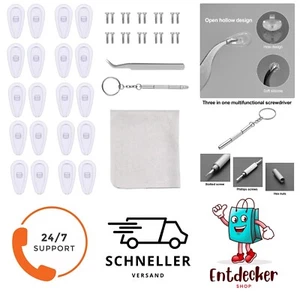 Brillen Reparatur Set 10 Paar Silikon Nasenpads mit Schrauben und Pinzette - Bild 1 von 1
