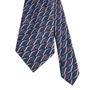 Ermenegildo Zegna NEW Contemporary Recent Tie Blue & Pink Geometric 3.5" x 58.5" - Picture 1 of 9