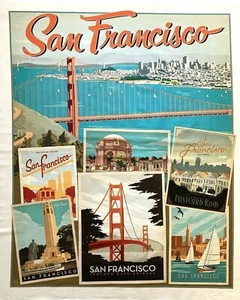 San Francisco fabric panel, wall hanging, American, quilting panel cotton, USA - Picture 1 of 5