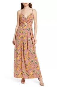 Maxi Vestido Chelsea28 Coral Multi Floral Recorte Sin Mangas Talla S Nuevo con Etiquetas - Imagen 1 de 5
