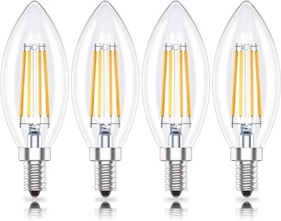 E12 Led Bulb 4W,40 Watt Equivalent Candelabra Ceiling Fan Light Bulbs Pack of 4 - Image 1 of 4