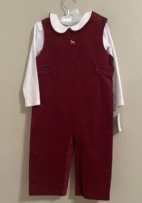 Edgehill Long Romper Jumper Red Velvet Christmas Holiday Boy 24M - Image 1 of 4