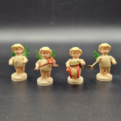 Lot of 4-VTG Erzgebirge-Style Christmas Angel Figures w/Instruments Hong Kong - Image 1 of 4