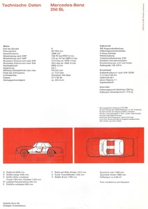 MERCEDES-BENZ 250 SL Technische Daten 1967 - Bild 1 von 1