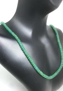 Natural Colombian Emerald Necklace 20” 5mm Smooth Round Beads Silver Clasp - Picture 1 of 5
