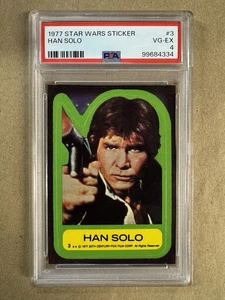 PSA 4 — #3 HAN SOLO STICKER — 1977 Star Wars Series 1 *Looks Waaaaay Better! - Picture 1 of 2