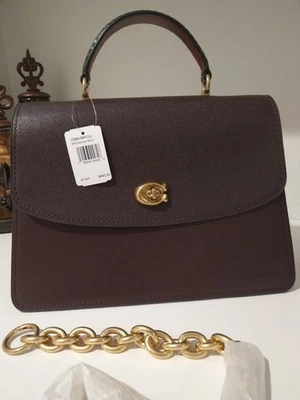 NWT Coach Parker 32 Top Handle Brown Oxblood Multi 73969 Plus Brass color Chain - Image 1 of 4