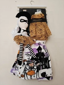 Kinder Halloween Überwurf Decke & Puppe Set Spinnennetz Tutu 50x60 Plüsch Freund - Bild 1 von 16