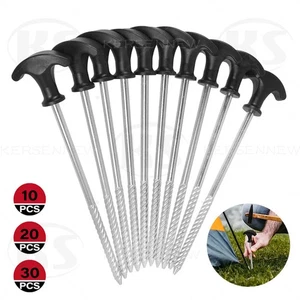 10/20/30Pcs Screw In Heavy Duty Ground Pegs Awning Pegs Tent Peg Bivvy Tent Pegs - Picture 1 of 10