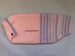 Hand Knitted Peach & Lilac Stripe Dog Coat/Jumper 🐾🐾 New For Medium Dog - Picture 1 of 15