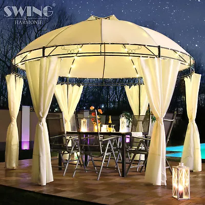 SWING&HARMONIE® LED - Pavillon Ø 350cm Rund Garten Pavilon Runder Pavillion Partyzelt Gartenzelt