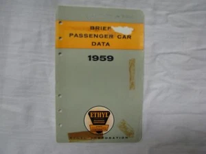 1959 BRIEF PASSENGER CAR DATA POCKET GUIDE from ETHYL GASOLINE CORP - Picture 1 of 2
