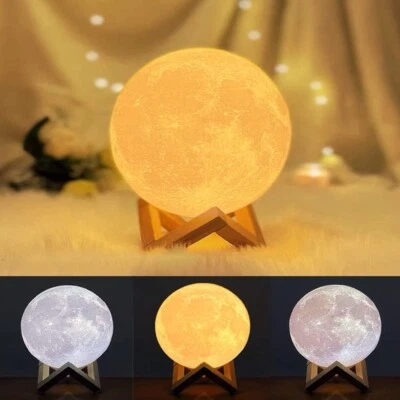3D Printing Moon Lamp Moonlight USB LED Night Lunar Light Touch Color Changing - Image 1 of 4